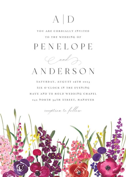 Hand painted floral - wedding invitation