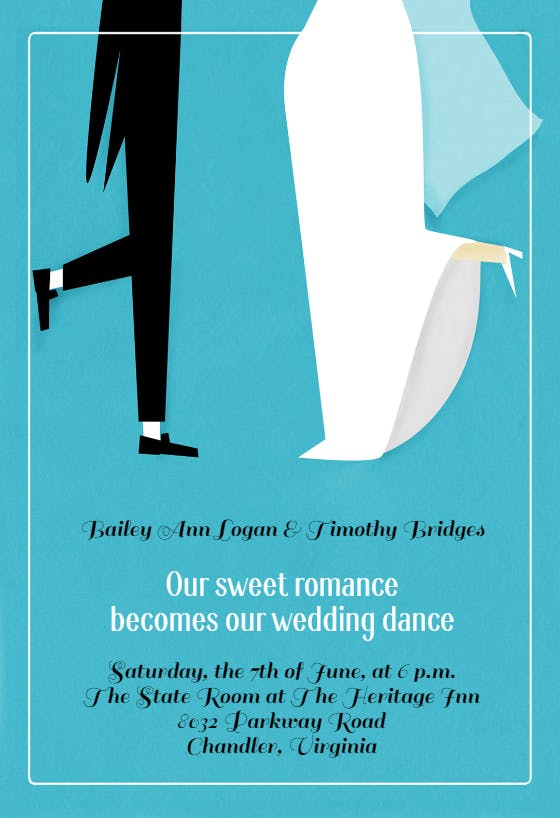 Happy couple wedding dance - wedding invitation