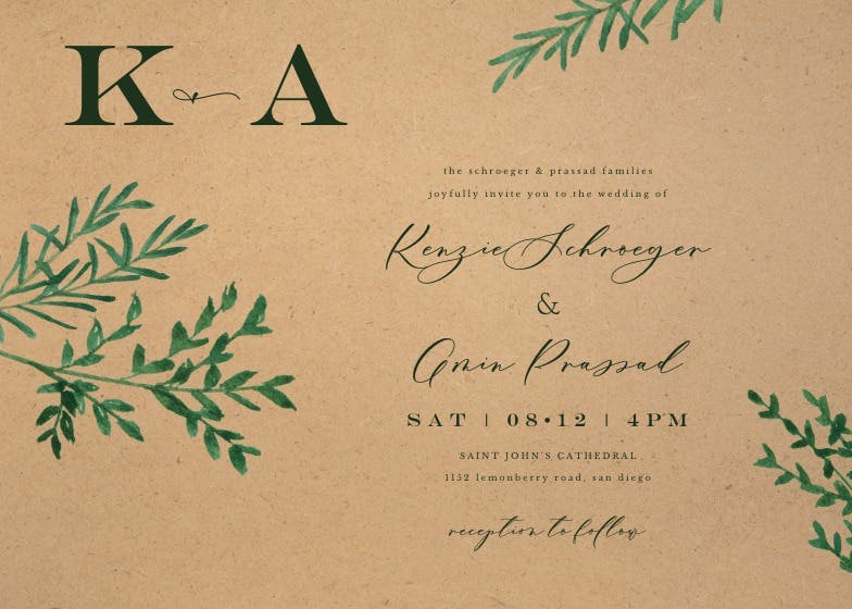 Herbs - wedding invitation