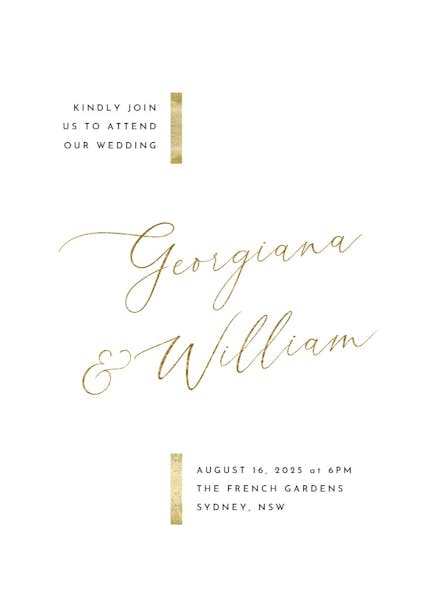 Hints of gold - wedding invitation