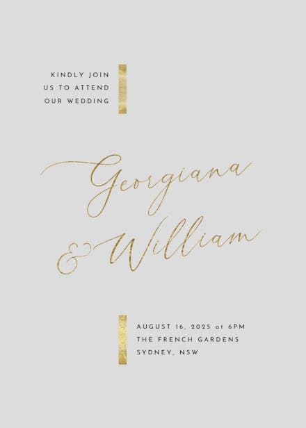 Hints of gold - wedding invitation