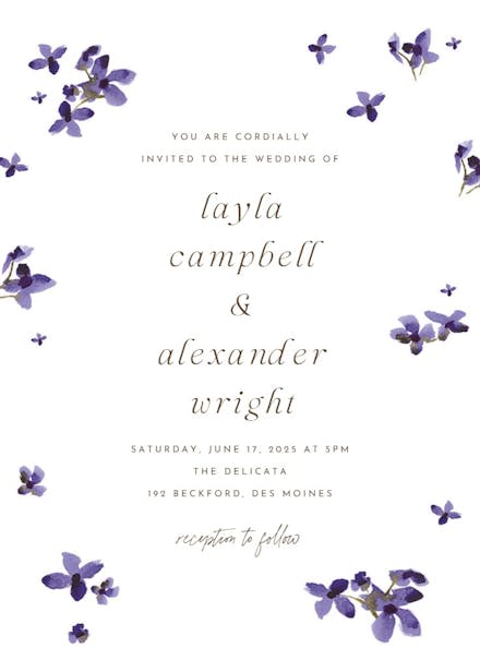 Honesty flowers - wedding invitation