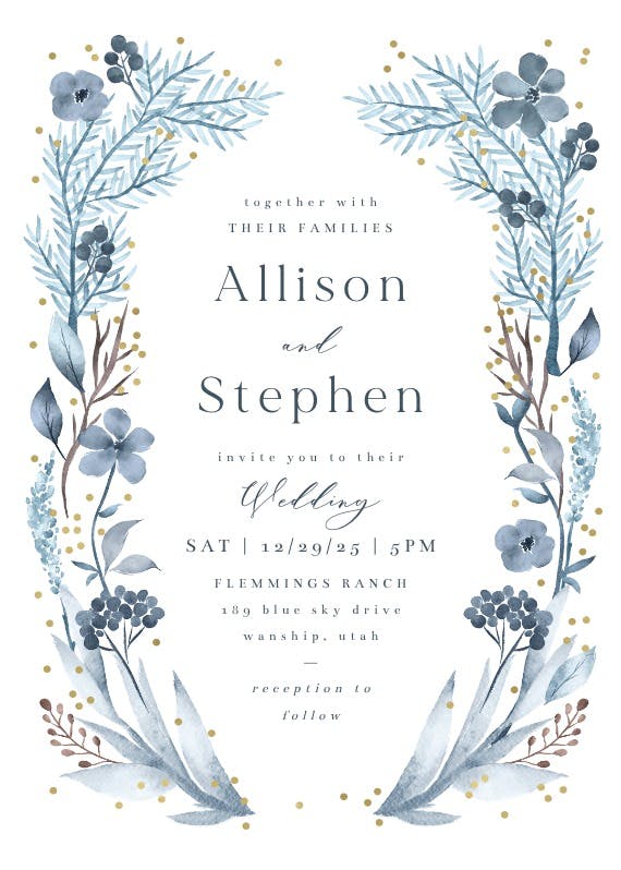 Iced flowers frame - wedding invitation