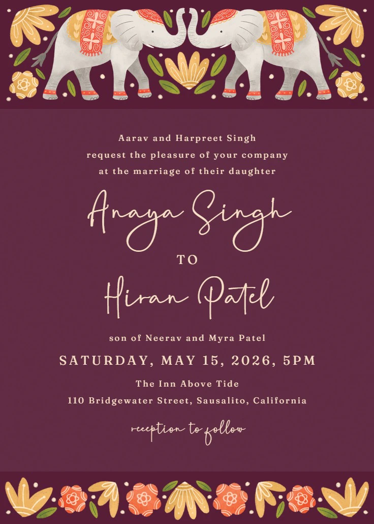 Indian wedding rsvp format