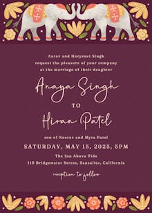 Indian elephants - wedding invitation