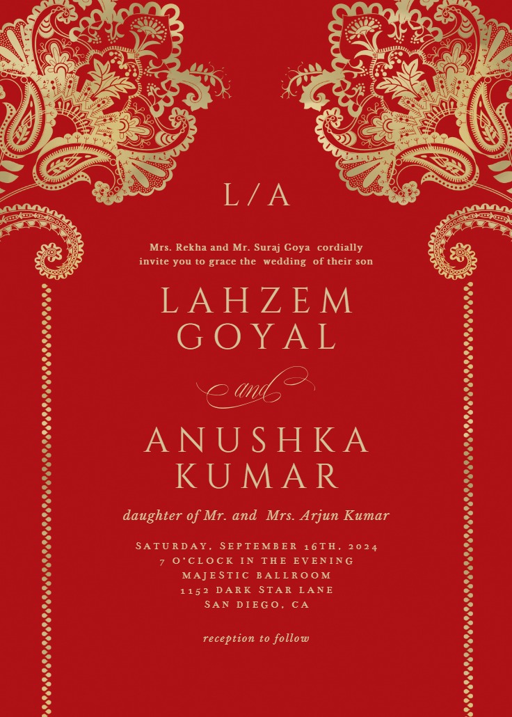 Indian floral & frame - Wedding Invitation Template | Greetings Island