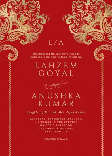 Indian floral & frame - wedding invitation