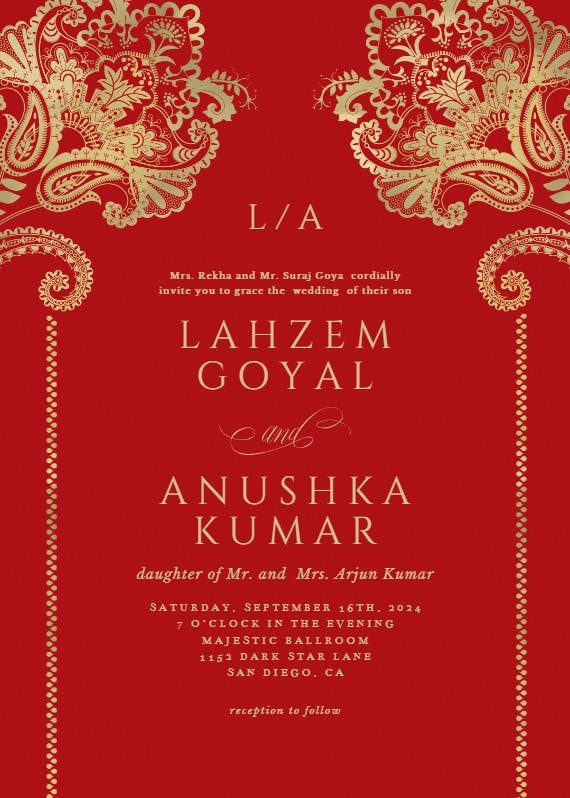 Indian floral & frame -  invitación de boda