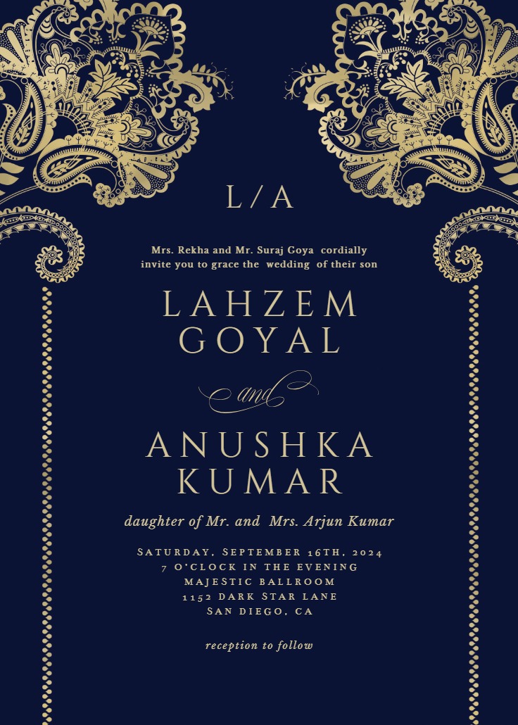 Indian floral & frame - Wedding Invitation Template | Greetings Island