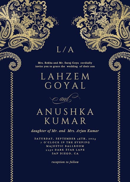 Indian floral & frame - wedding invitation
