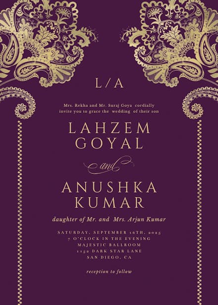 Indian floral & frame - wedding invitation