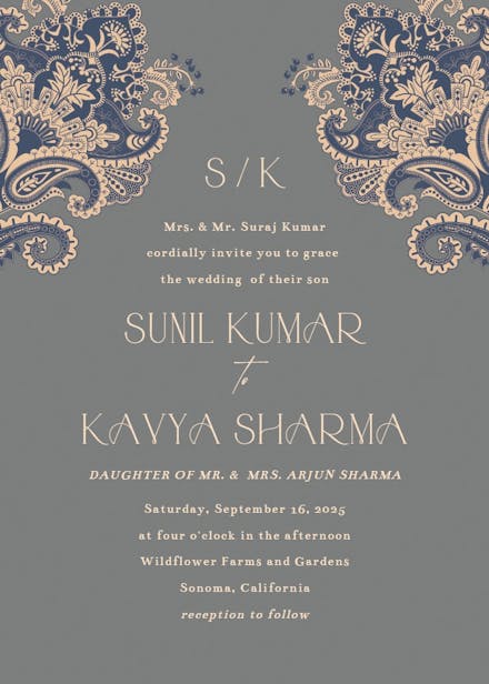 Indian floral - wedding invitation