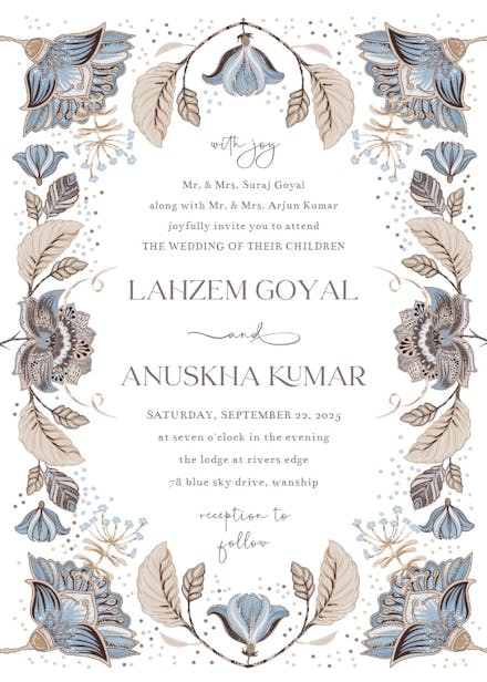 Indian floral ornament - wedding invitation