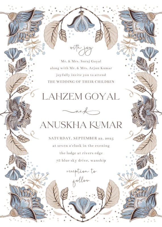 Indian floral ornament - invitation