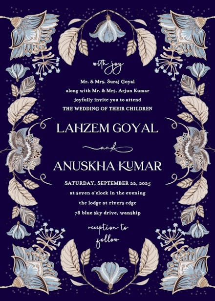 Indian floral ornament - wedding invitation