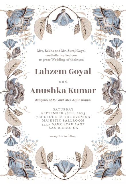 Indian floral ornament - Wedding Invitation