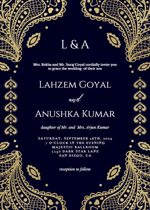Indian floral paisley -  invitación de boda