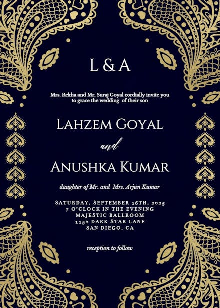 Indian floral paisley - wedding invitation