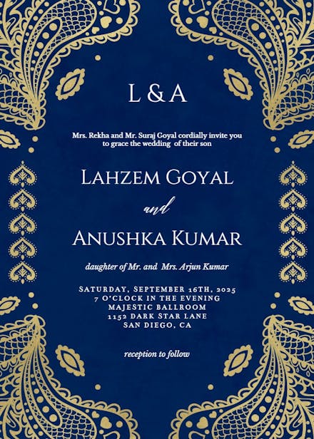 Indian floral paisley - wedding invitation