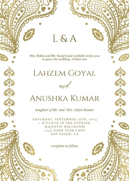 Indian floral paisley - wedding invitation