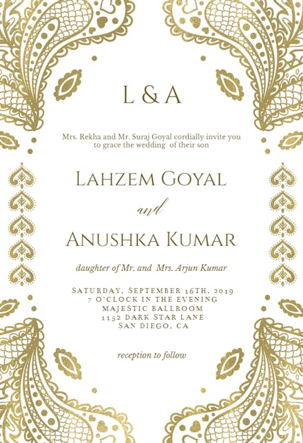 Indian Floral Paisley - Wedding Invitation Template | Greetings Island