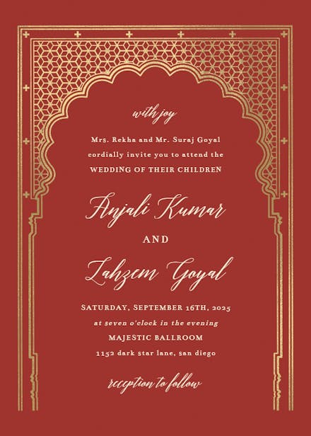 Indian gateway - wedding invitation