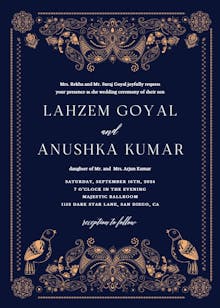Indian paisley & birds - wedding invitation