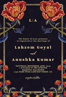 Indian flowers & frame - wedding invitation