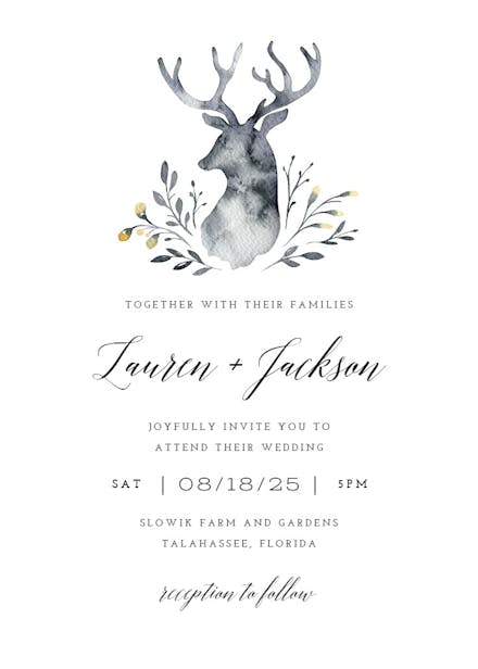 Indigo deer - wedding invitation