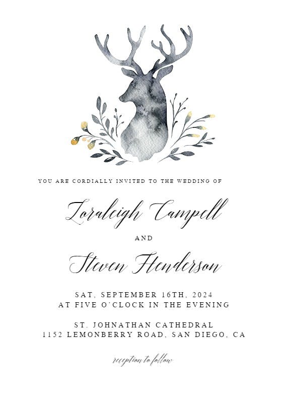 Indigo deer - wedding invitation