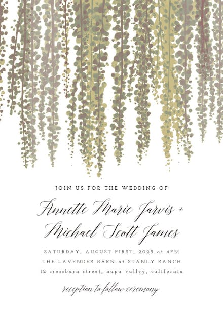 Ink leaves - wedding invitation