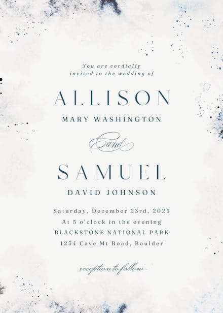 Ink splatter - wedding invitation