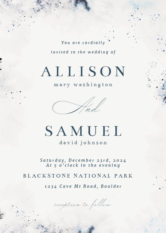 Ink splatter - wedding invitation