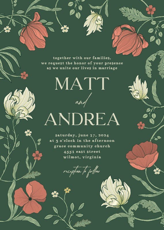 Intricate vines - wedding invitation