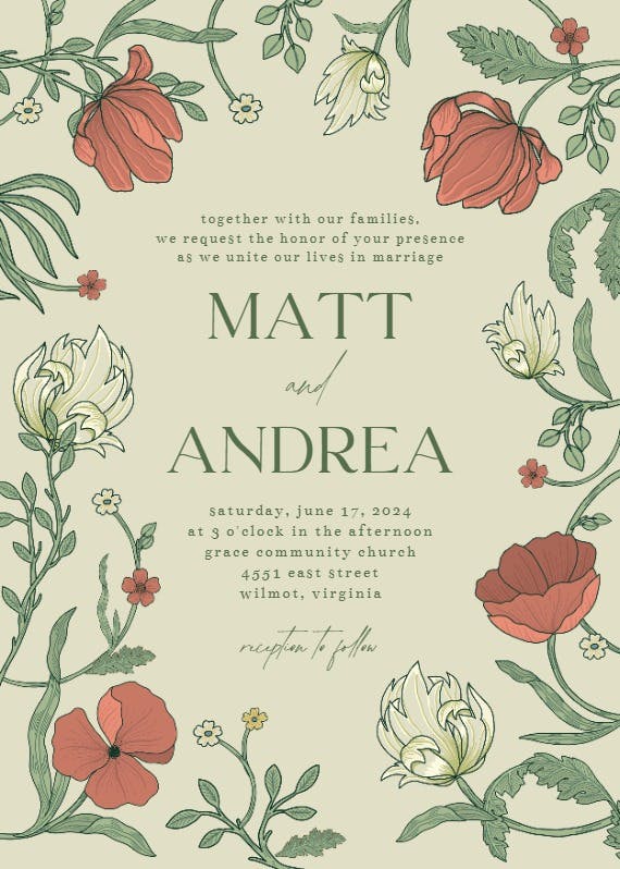 Intricate vines - wedding invitation
