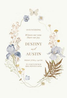 Iris wreath - wedding invitation
