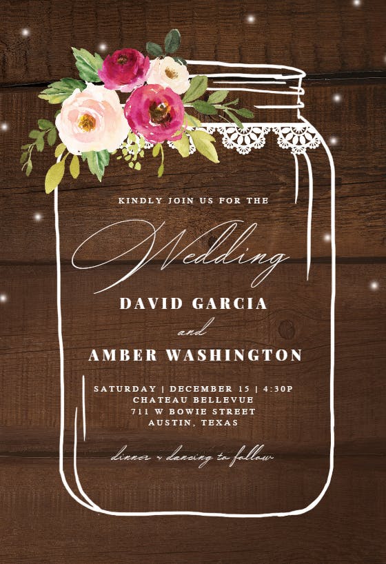 Jar of love - wedding invitation