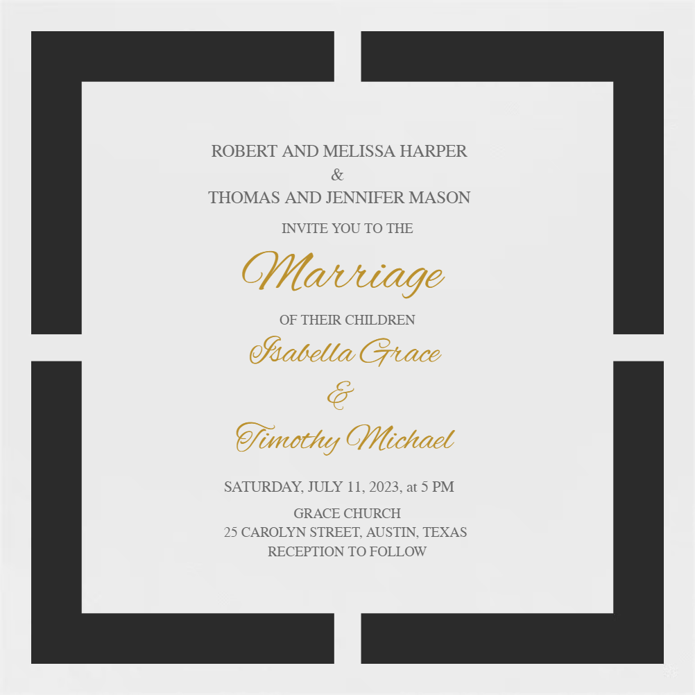 Joined Squares Wedding Invitation Template (Free) Greetings Island