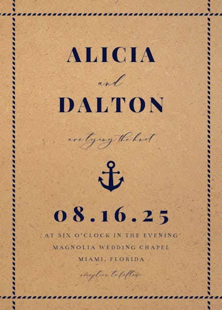 Kraft nautical - wedding invitation