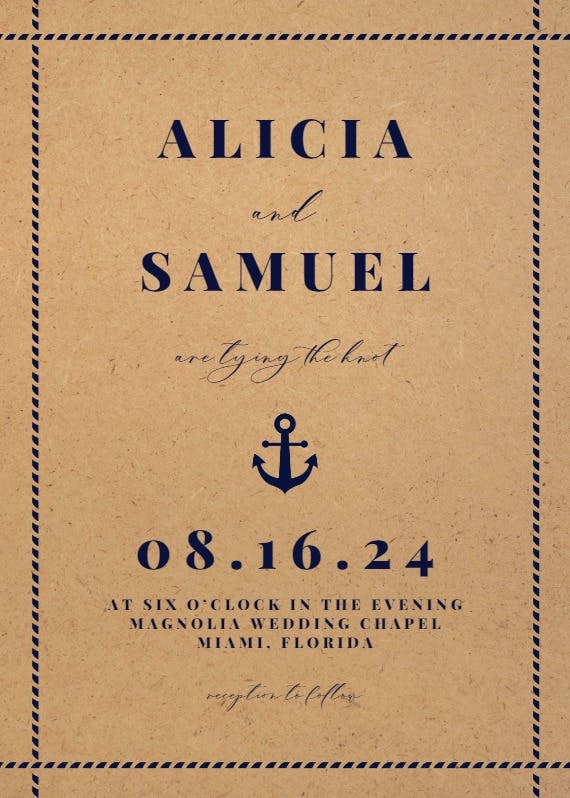 Kraft nautical -  invitación de boda