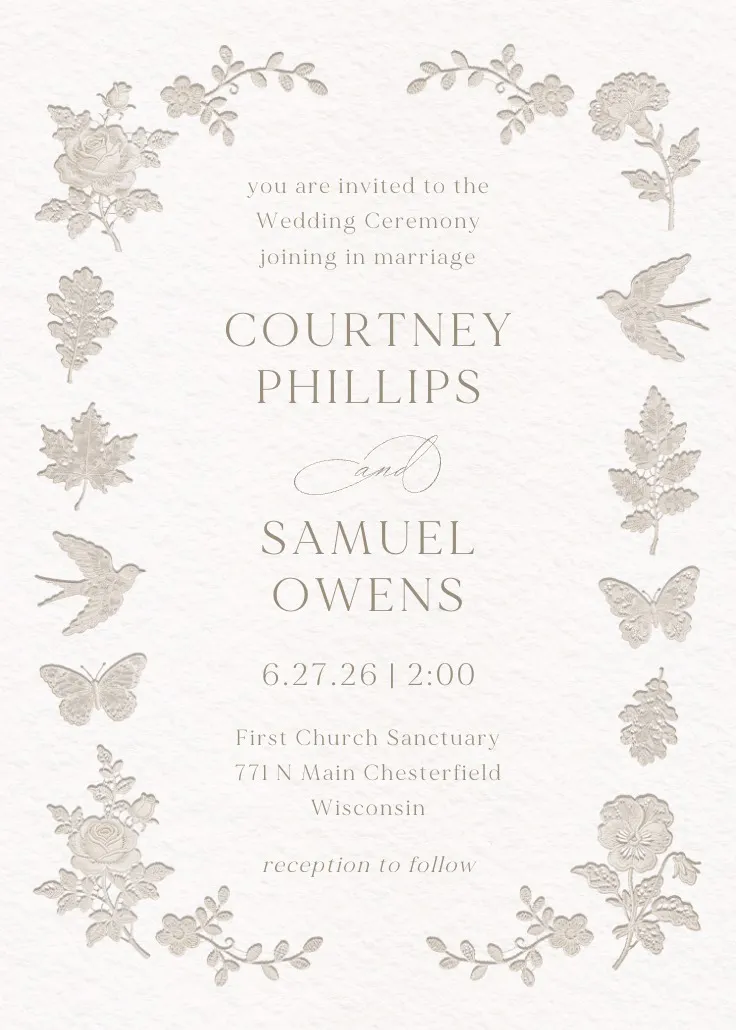 Lace & grace – hochzeitseinladung