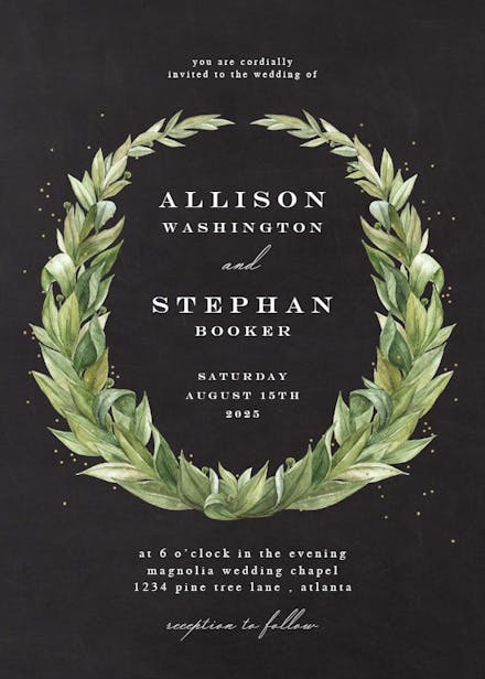 Laurel wreath - wedding invitation