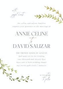 Leafy corners - wedding invitation