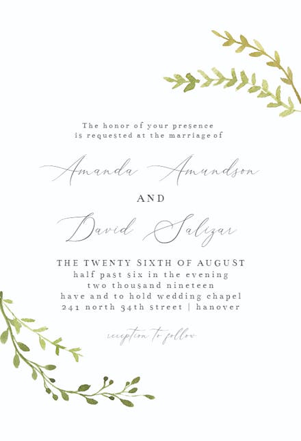 Leafy Corners - Wedding Invitation