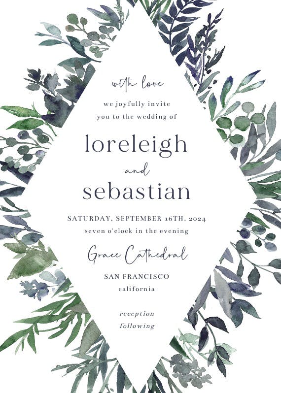Leafy frames - wedding invitation