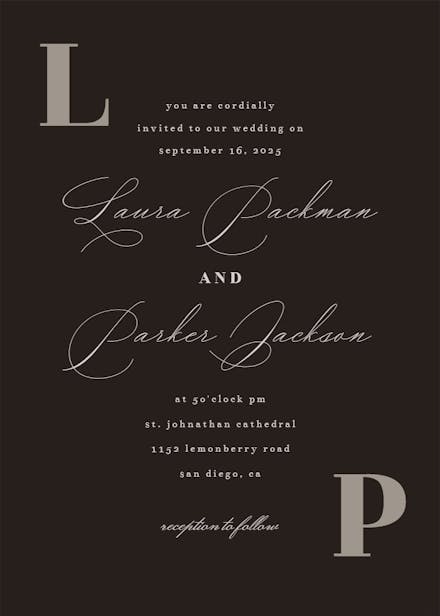 Light initial - wedding invitation