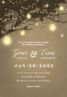Lights on oak tree - Wedding Invitation