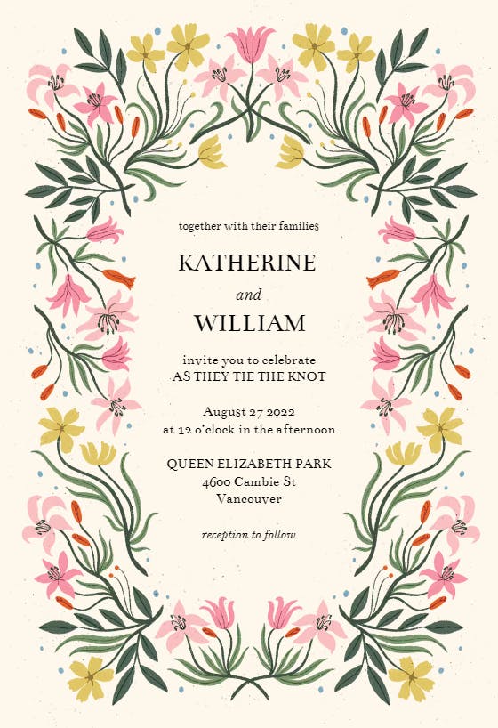 Lilies - Wedding Invitation Template | Greetings Island