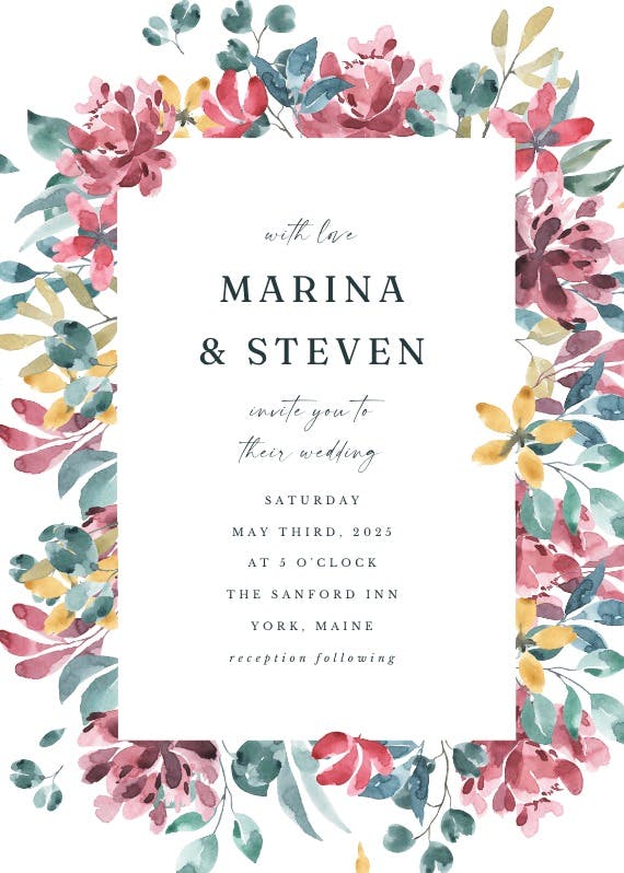 Lively flowers - wedding invitation