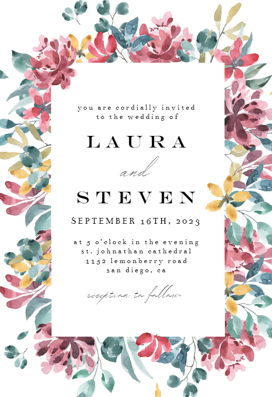 Romantic Cabbage Roses - Wedding Invitation Template (Free) | Greetings ...